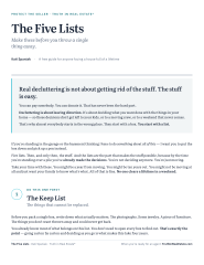 Cover of The Five Lists, Kati&rsquo;s decluttering workbook